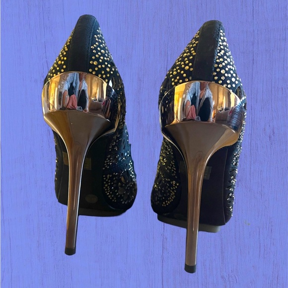 New Never Worn BCBG MAXAZRIA Heel - Peacock - BLK/Royal Blue Suede - Size 6.5 - Picture 4 of 8